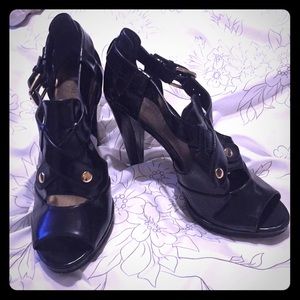 Black open toed Nine West heels